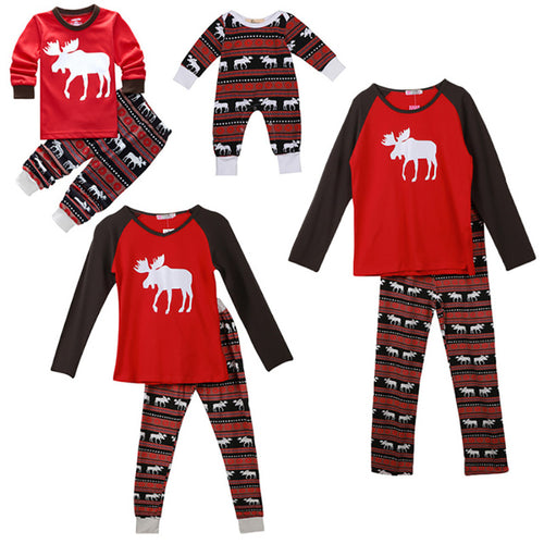Christmas kiss print family pajamas